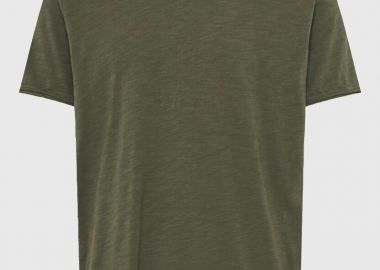 Funky Buddha Ανδρικό βαμβακερό t-shirt με v-neck FBM013-004-04 Χακί - Funky Buddha - 