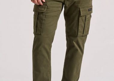 Funky Buddha Ανδρικό Comfort Cargo Παντελόνι με Cuffed Τελείωμα FBM010-030-02 Λαδί - Funky Buddha - 