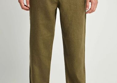 Funky Buddha Ανδρικό comfort fit λινό chino παντελόνι FBM013-011-02 Χακί - Funky Buddha - 