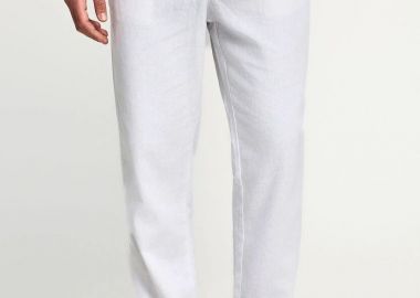 Funky Buddha Ανδρικό comfort fit λινό chino παντελόνι FBM013-011-02 Λευκό - Funky Buddha - 