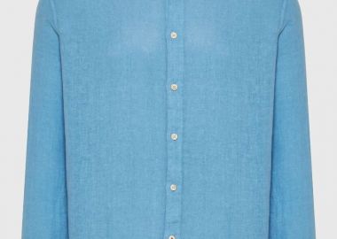 Funky Buddha Ανδρικό Garment Dyed Λινό Πουκάμισο FBM009-001-05 Μπλέ - Funky Buddha - 