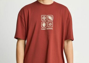 Funky Buddha Ανδρικό Oversized T-shirt FBM013-055-04 Καφέ - Funky Buddha - 