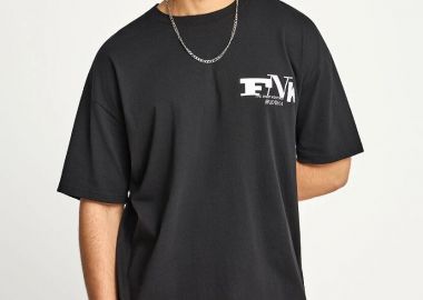 Funky Buddha Ανδρικό oversized t-shirt με τύπωμα στην πλάτη FBM013-018-04 Μαύρο - Funky Buddha - 