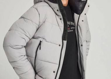 Funky Buddha Ανδρικό puffer μπουφάν με κουκούλα FBM012-031-01 Σκούρο Γκρί - Funky Buddha - 