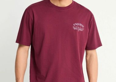 Funky Buddha Ανδρικό Relaxed T-shirt με Τύπωμα στην Πλάτη FBM013-017-04 Μπορντώ - Funky Buddha - 