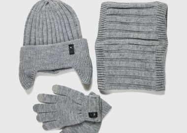 Funky Buddha Ανδρικό σετ με γάντια, λαιμό & σκούφο FBM012-016-10 Σκούρο Γκρί - Funky Buddha - 