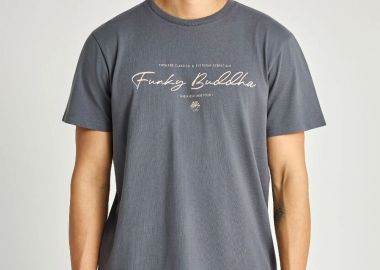 Funky Buddha Ανδρικό T-shirt με λογότυπο FBM013-022-04 Ανθρακί - Funky Buddha - 