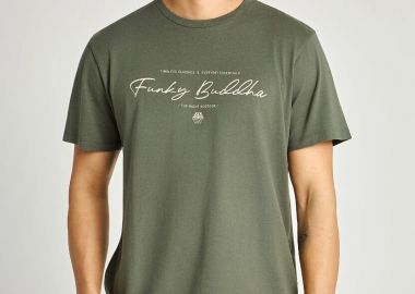 Funky Buddha Ανδρικό T-shirt με λογότυπο FBM013-022-04 Χακί - Funky Buddha - 
