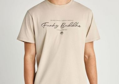 Funky Buddha Ανδρικό T-shirt με λογότυπο FBM013-022-04 Μπέζ - Funky Buddha - 