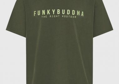 Funky Buddha Ανδρικό t-shirt με τύπωμα από βαμβάκι FBM013-011-04 Χακί - Funky Buddha - 