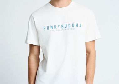 Funky Buddha Ανδρικό t-shirt με τύπωμα από βαμβάκι FBM013-011-04 Σπασμένο Λευκό - Funky Buddha - 