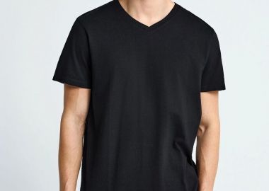 Funky Buddha Ανδρικό T-shirt με V λαιμόκοψη - The basics collection FBM013-002-04 Μαύρο - Funky Buddha - 