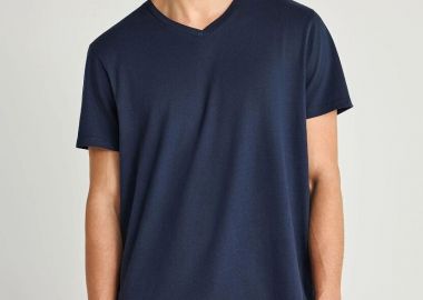 Funky Buddha Ανδρικό T-shirt με V λαιμόκοψη - The basics collection FBM013-002-04 Σκούρο Μπλέ - Funky Buddha - 