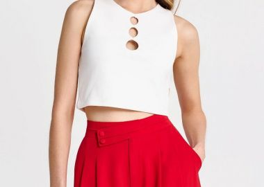 Funky Buddha Crop top FBL013-109-17 Λευκό - Funky Buddha - 