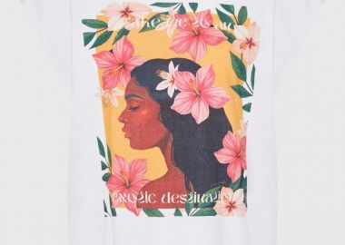 Funky Buddha Γυναικεία αμάνικη μπλούζα με τύπωμα FBL013-150-04 Λευκό - Funky Buddha - 