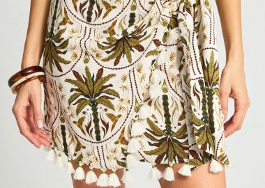 Funky Buddha Γυναικεία κρουαζέ φούστα FBL013-107-14 Λαδί - Funky Buddha - 