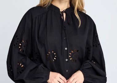 Funky Buddha Γυναικείο βαμβακερό πουκάμισο FBL013-119-05 Μαύρο - Funky Buddha - 