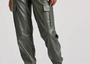 Funky Buddha Γυναικείο Cargo Παντελόνι Δερματίνη FBL010-119-02 Πράσινο - Funky Buddha - 