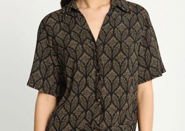 Funky Buddha Γυναικείο Casual Πουκάμισο FBL013-102-05 Μαύρο - Funky Buddha - 