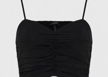 Funky Buddha Γυναικείο Εφαρμοστό Cropped Τοπ FBL013-123-17 Μαύρο - Funky Buddha - 