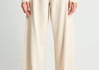 Funky Buddha Γυναικείο flare fit παντελόνι φόρμας FBL013-108-02 Κρέμ - Funky Buddha - 