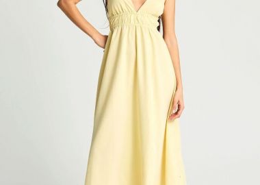 Funky Buddha Γυναικείο μάξι φόρεμα FBL013-129-13 Κίτρινο - Funky Buddha - 