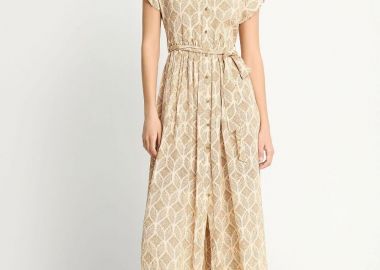 Funky Buddha Γυναικείο Maxi Φόρεμα με Άνοιγμα στο Πλάι FBL013-103-13 Μπέζ - Funky Buddha - 