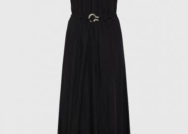 Funky Buddha Γυναικείο Maxi Φόρεμα με Ζώνη στη Μέση FBL011-120-13 Μαύρο - Funky Buddha - 