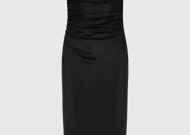 Funky Buddha Γυναικείο Midi Ντραπέ Φόρεμα FBL011-131-13 Μαύρο - Funky Buddha - 