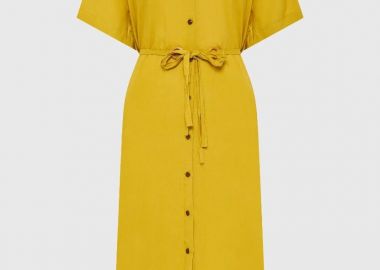 Funky Buddha Γυναικείο Μίντι κοντομάνικο φόρεμα με ζώνη FBL013-100-13 Λάιμ - Funky Buddha - 