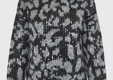 Funky Buddha Γυναικείο Πλεκτό Πουλόβερ με λεοπάρ σχέδιο FBL012-136-09 Μαύρο - Funky Buddha - 