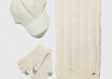 Funky Buddha Γυναικείο σετ με γάντια-κασκόλ-καπέλο FBL012-108-10 Σπασμένο Λευκό - Funky Buddha - 