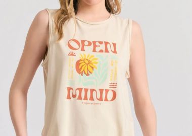 Funky Buddha Γυναικείο T-shirt με Graphic Print FBL011-169-04 Εκρου - Funky Buddha - 