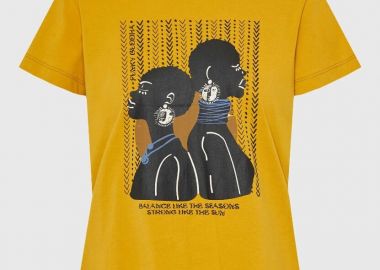 Funky Buddha Γυναικείο t-shirt με τύπωμα FBL013-122-04 Μουσταρδί - Funky Buddha - 