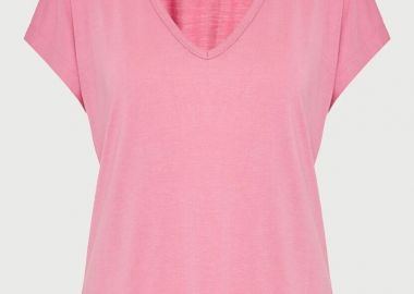 Funky Buddha Γυναικείο T-shirt με V Λαιμόκοψη - The Basics Collection FBL013-111-04 Ρόζ - Funky Buddha - 