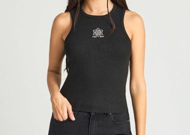 Funky Buddha Γυναικείο tank top με με κέντημα FBL013-130-04 Μαύρο - Funky Buddha - 