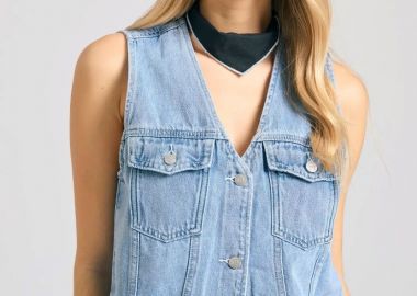 Funky Buddha Γυναικείο Τζιν Γιλέκο FBL011-162-01 Ανοιχτό Μπλέ - Funky Buddha - 