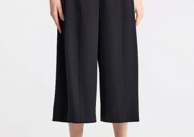 Funky Buddha Γυναικείο Ζιπ κιλότ παντελόνι με πιέτες FBL013-116-02 Μαύρο - Funky Buddha - 