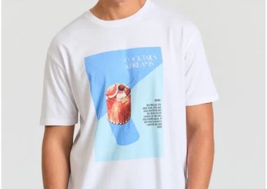 Funky Buddha Relaxed fit t-shirt με photographic τύπωμα FBM011-064-04 Λευκό - Funky Buddha - 