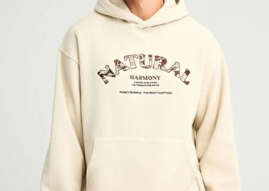 Funky Buddha Sustainable ανδρικό φούτερ με κουκούλα FBM012-053-06 Κρέμ - Funky Buddha - 