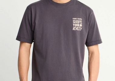 Funky Buddha T-shirt με Τύπωμα στην Πλάτη FBM013-049-04 Σκούρο Γκρί - Funky Buddha - 