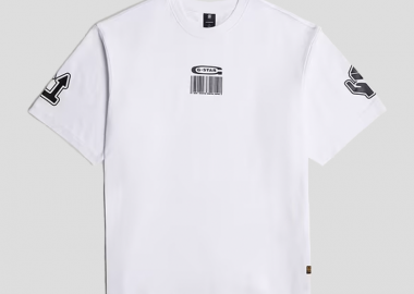 G-STAR Ανδρικό Λευκό Barcode Boxy T-Shirt - G-STAR - 