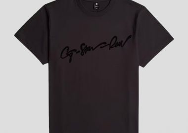 G-STAR Ανδρικό Μαύρο Flock G-Script Loose T-Shirt - G-STAR - 