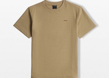 G-STAR Ανδρικό Μπεζ Waffle True Regular T-Shirt - G-STAR - 