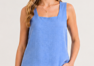 ΓΑΛΑΖΙΑ ΑΜΑΝΙΚΗ ΜΠΛΟΥΖΑ LINEN-LOOK - Anna Raxevsky - 