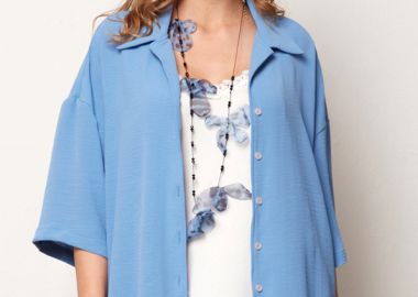 ΓΑΛΑΖΙΟ OVERSIZE ΠΟΥΚΑΜΙΣΟ - Anna Raxevsky - 