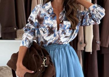 ΓΑΛΑΖΙΟ ΠΟΥΚΑΜΙΣΟ - SAMANTHA - fashionroom - 