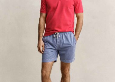 Gant ανδρική βερμούδα με ελαστική μέση Regular Fit - 205645 Μπλε Ανοιχτό - GANT - 