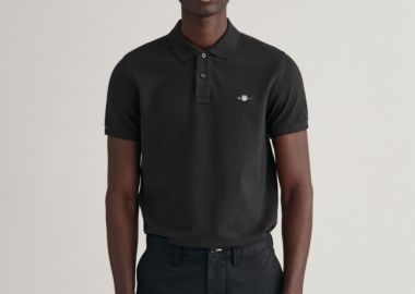 Gant Ανδρική Κοντομάνικη Reg Shield Polo Pique Μπλούζα 2210 Μαύρο - Gant - 
