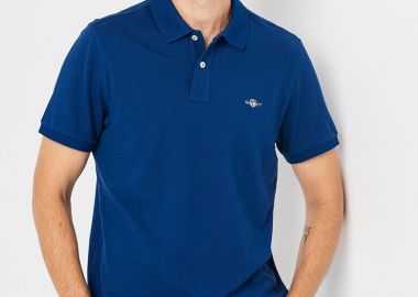 Gant Ανδρική Κοντομάνικη Reg Shield Polo Pique Μπλούζα 2210 Σκούρο Μπλέ - Gant - 